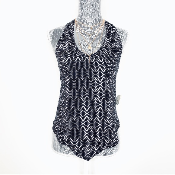 Tops - Black & White Polka Dot Halter Tank Top Size XS